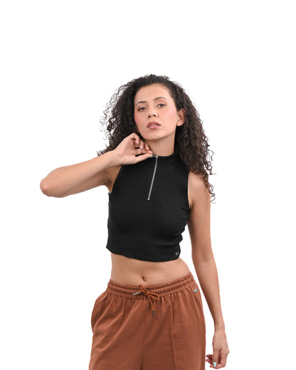 Jet Black Half Zip Top