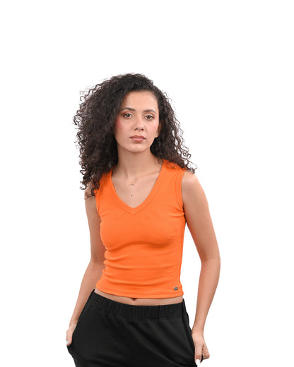 Rib Knit Tank - Orange