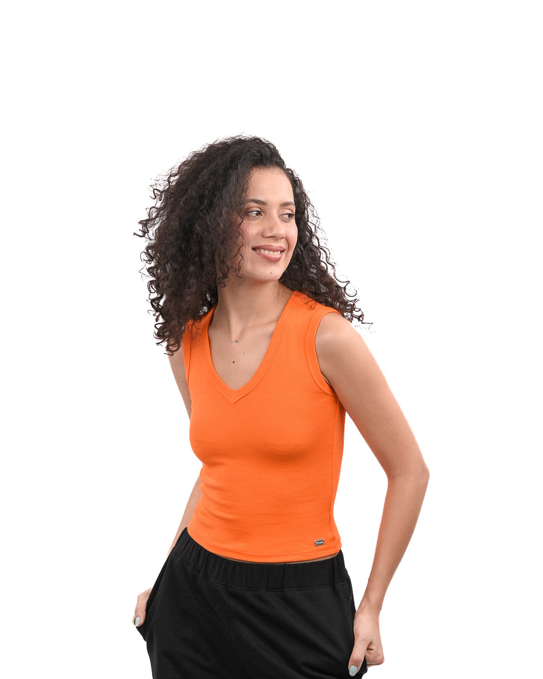 Rib Knit Tank - Orange