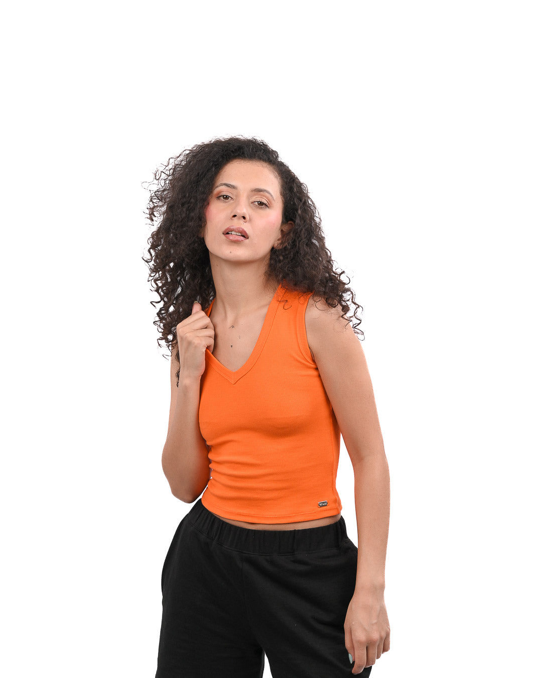 Rib Knit Tank - Orange