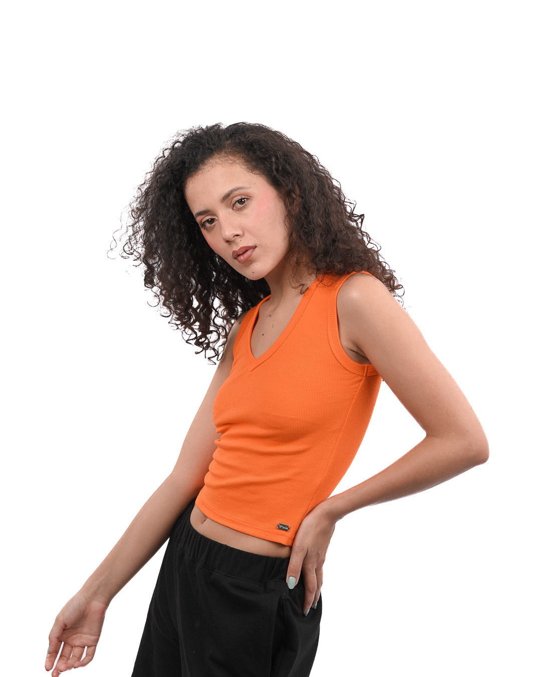 Rib Knit Tank - Orange