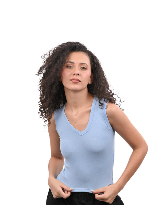 Rib Knit Tank - Blue