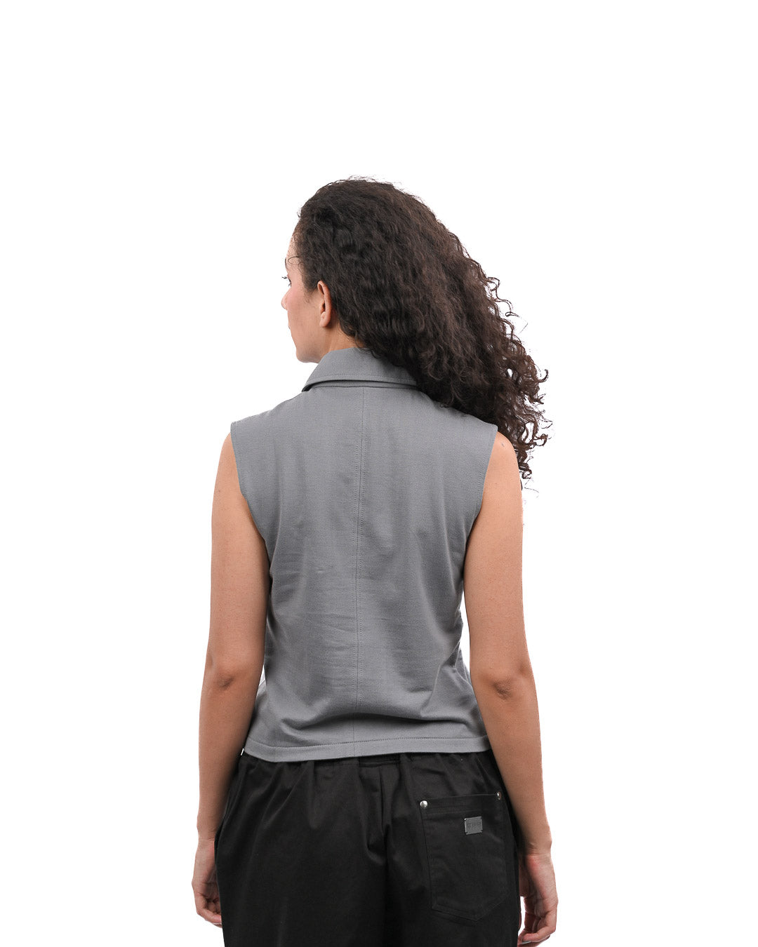 Basic Zip Up Top-Grey