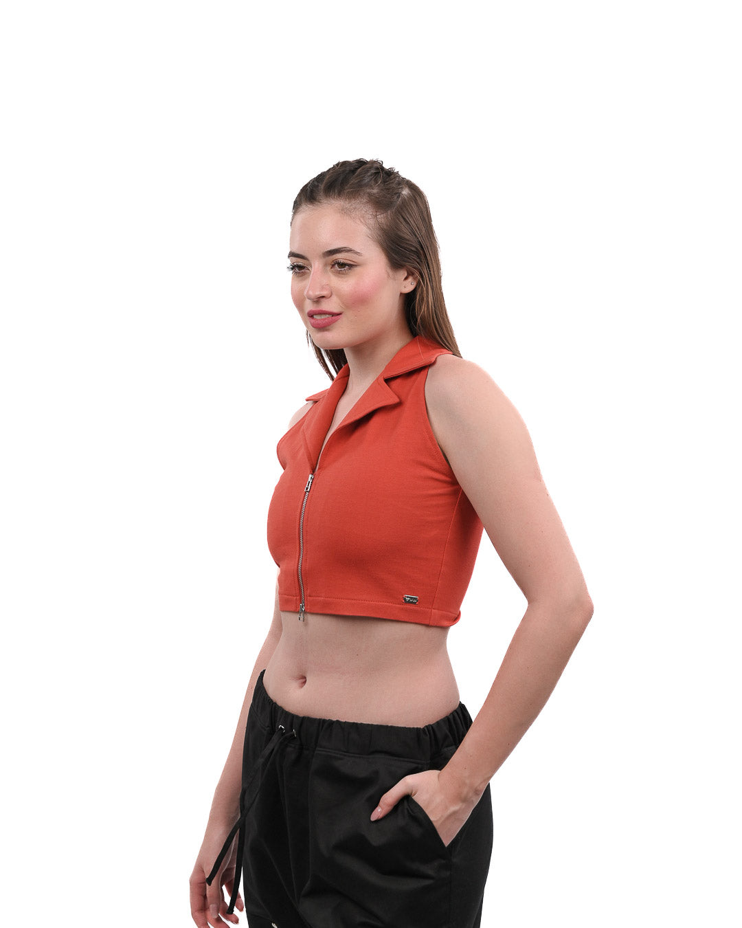 Rust Collared Halter Top