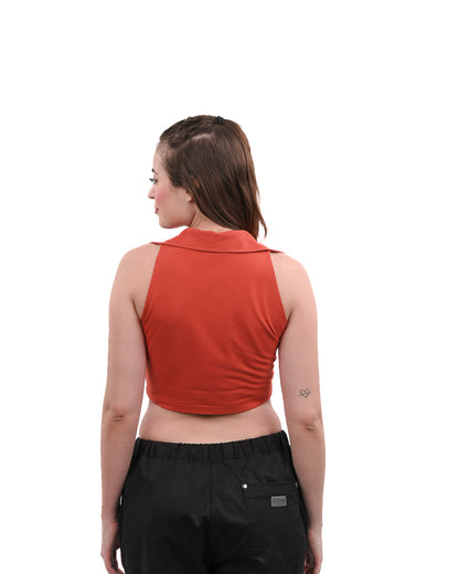 Rust Collared Halter Top
