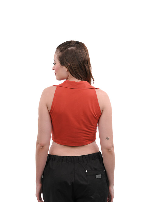Rust Collared Halter Top