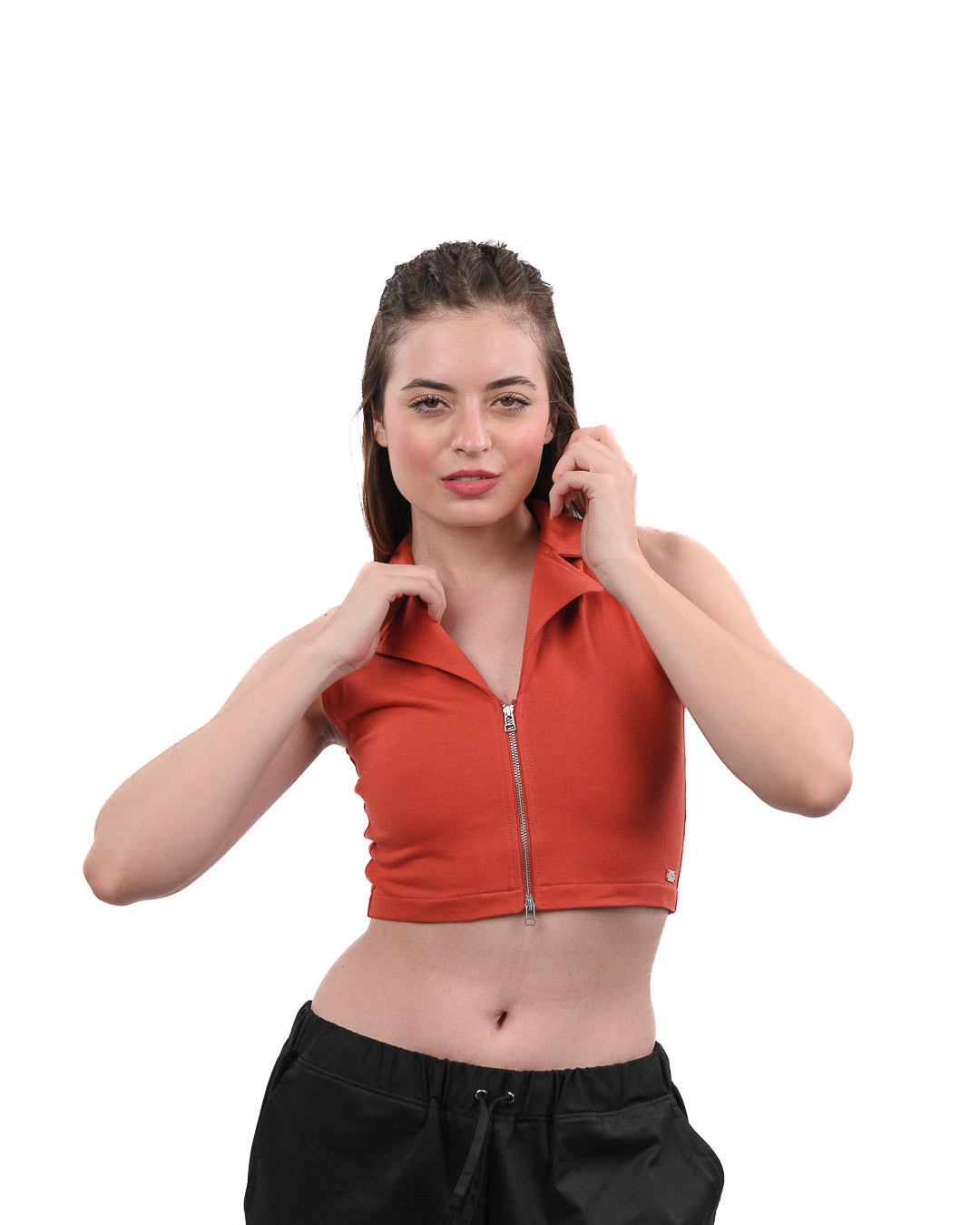 Rust Collared Halter Top