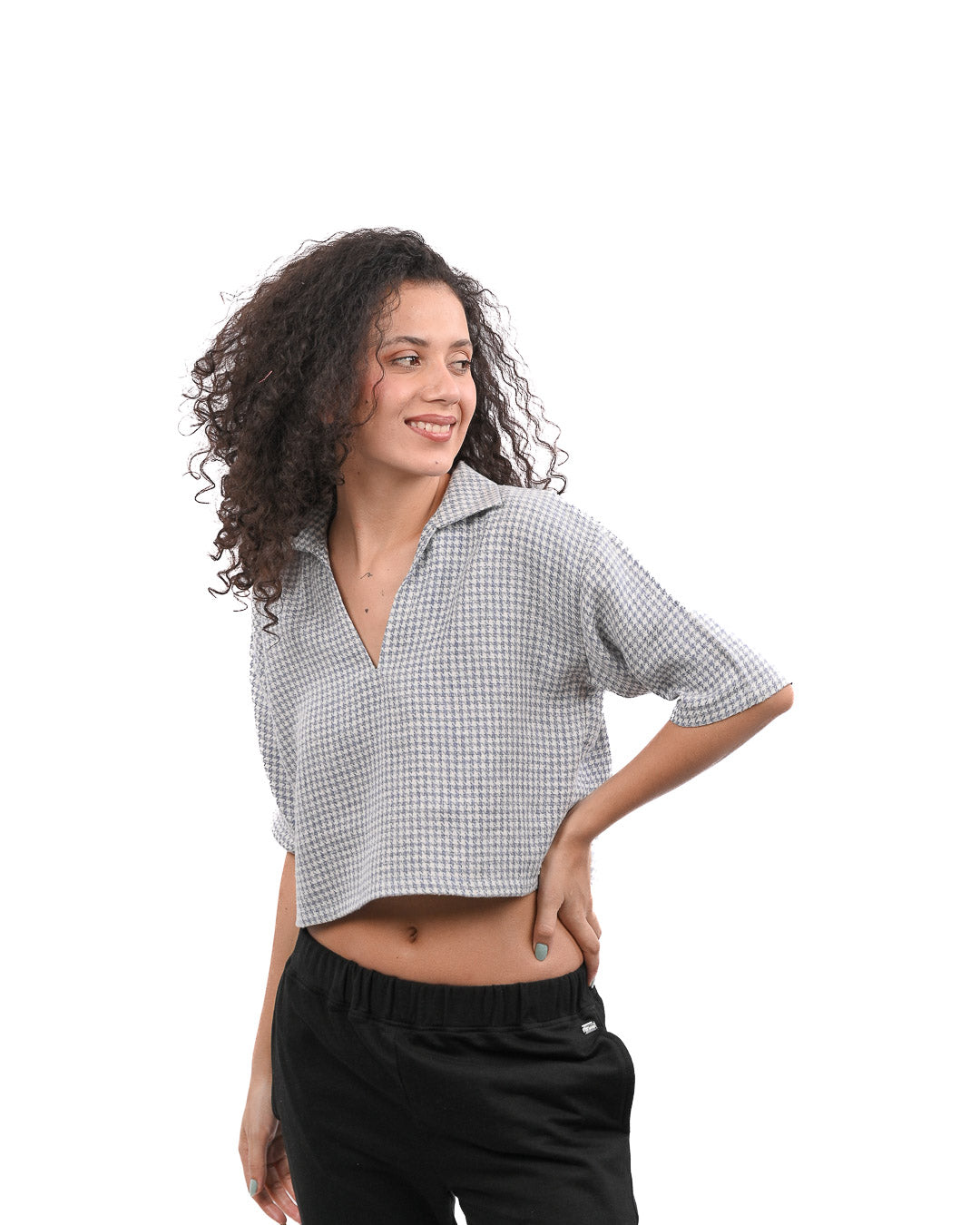 Blue Drift Boxy Crop Shirt