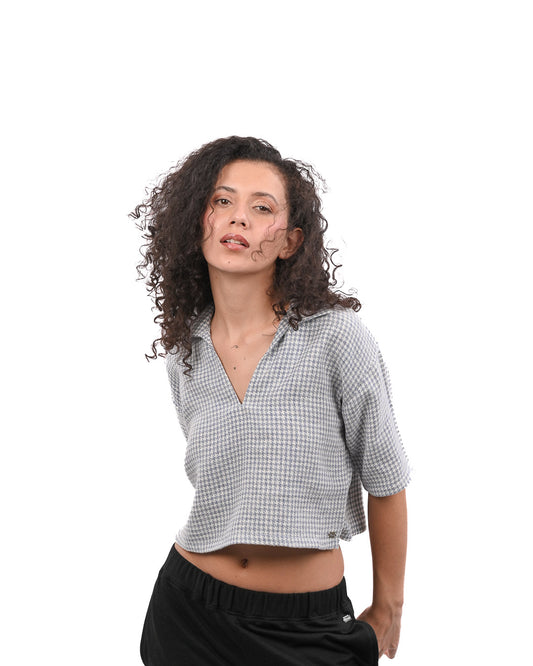 Blue Drift Boxy Crop Shirt