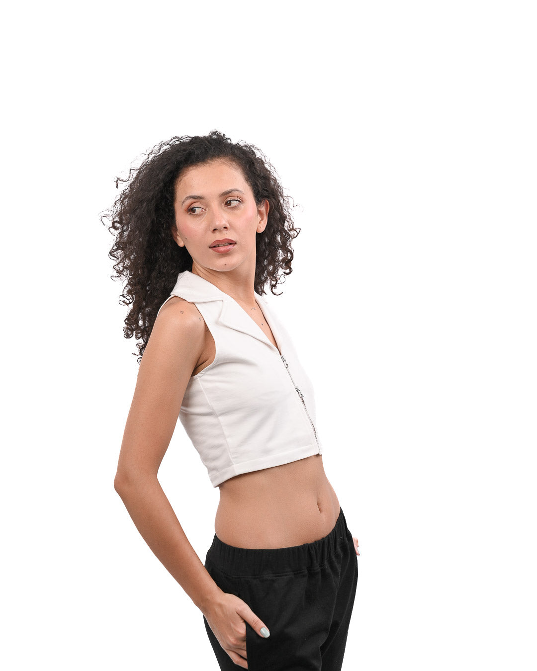 Ivory Collared Halter Top