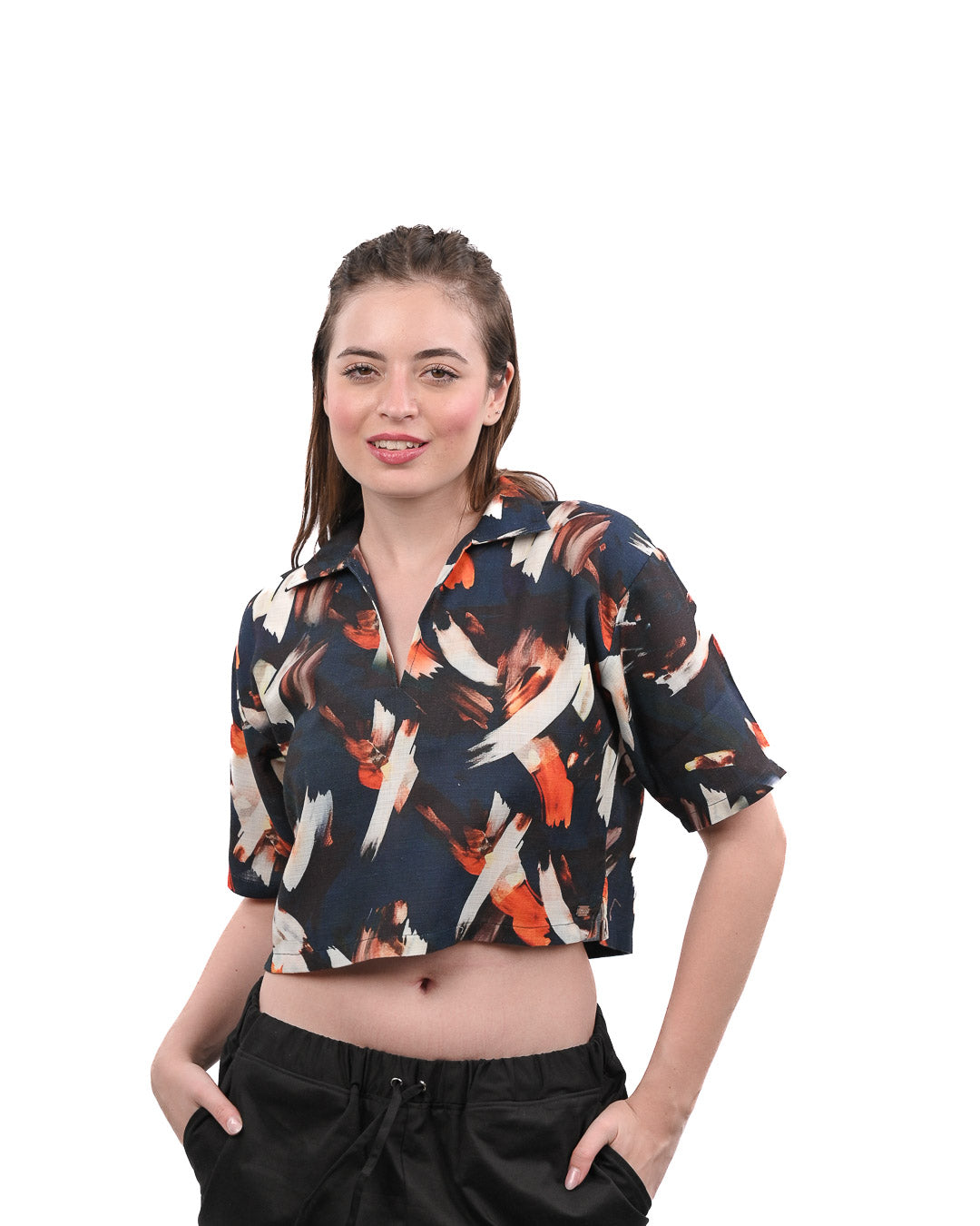 Cabana Night Boxy Crop Shirt