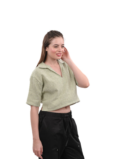 Sage Drift Boxy Crop Shirt
