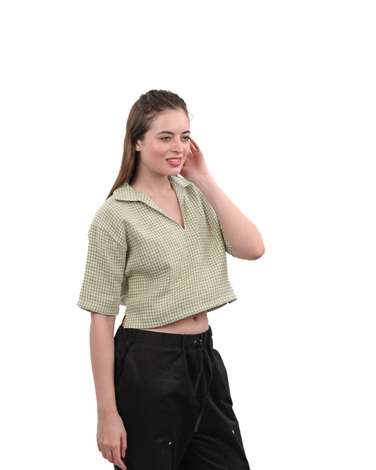 Sage Drift Boxy Crop Shirt