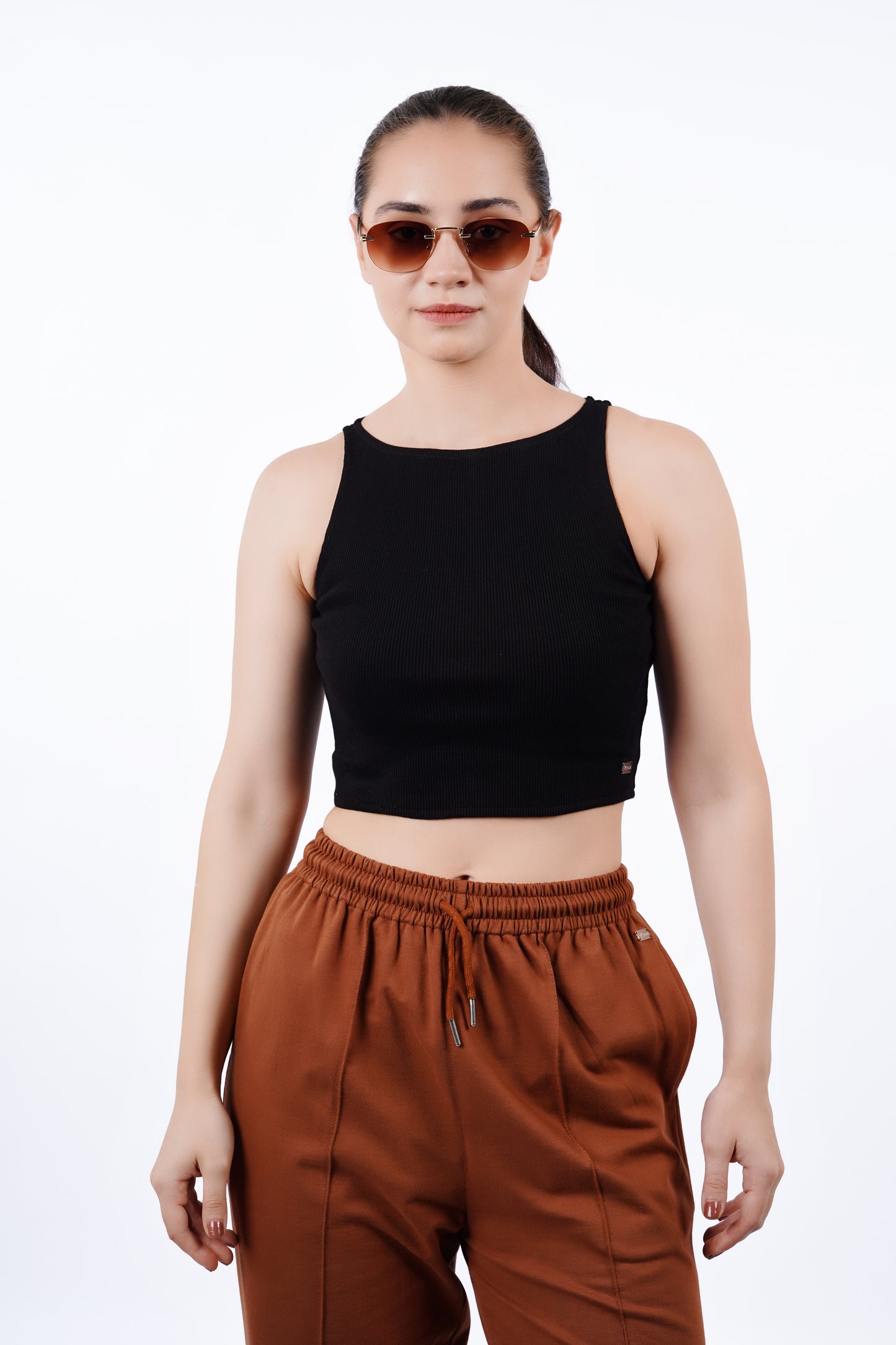 High Shoulder Top - Black