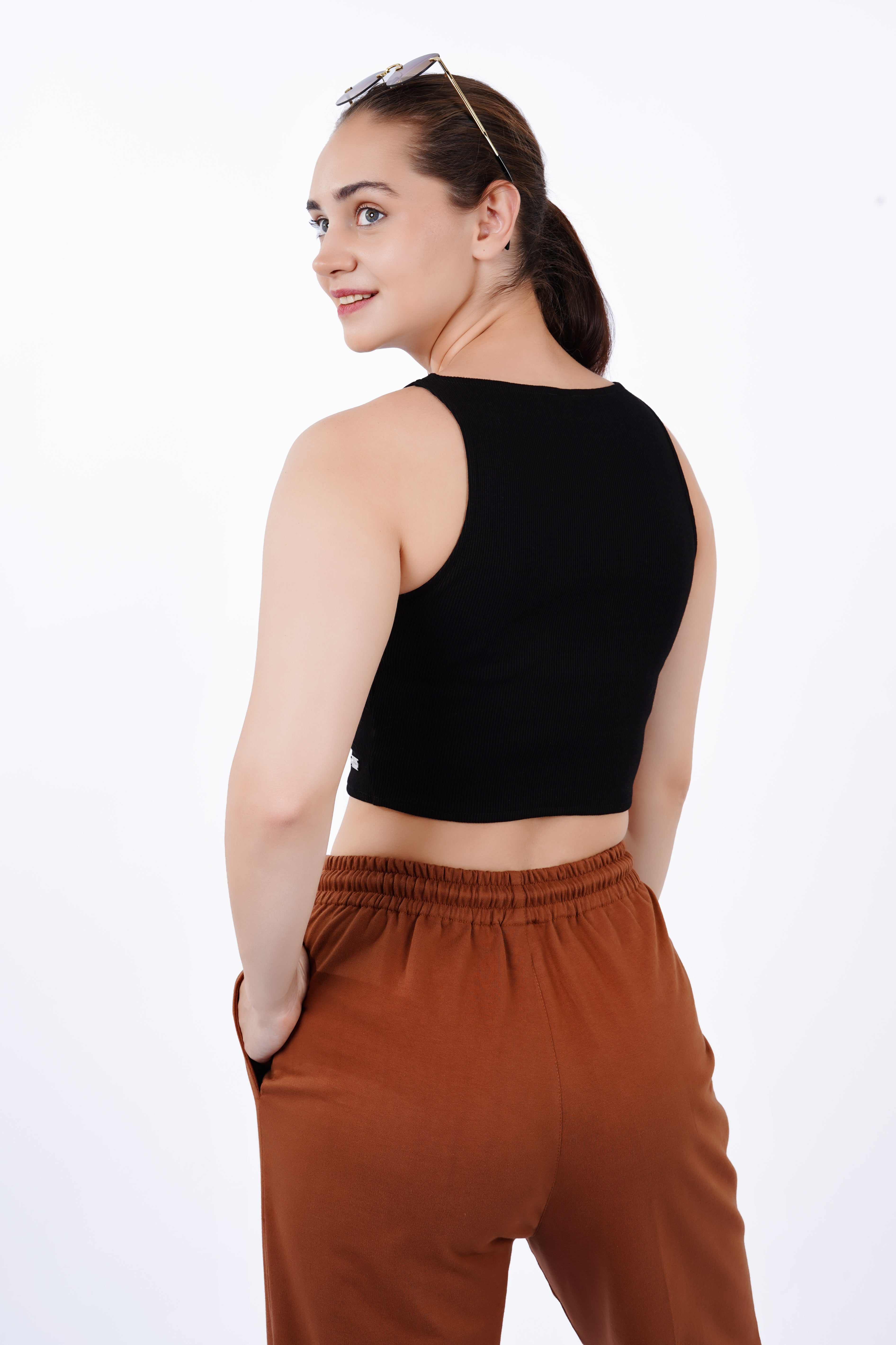 High Shoulder Top - Black