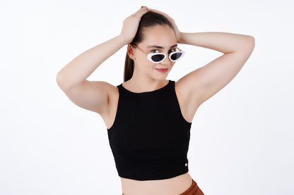 High Shoulder Top - Black
