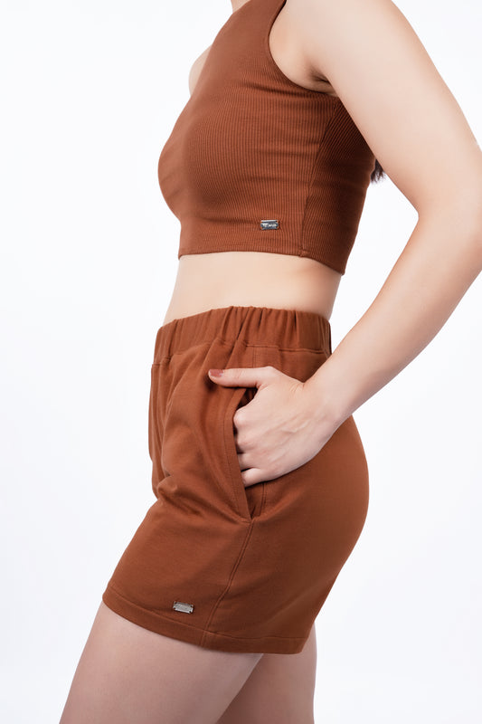 Metal Tag Shorts - Brown