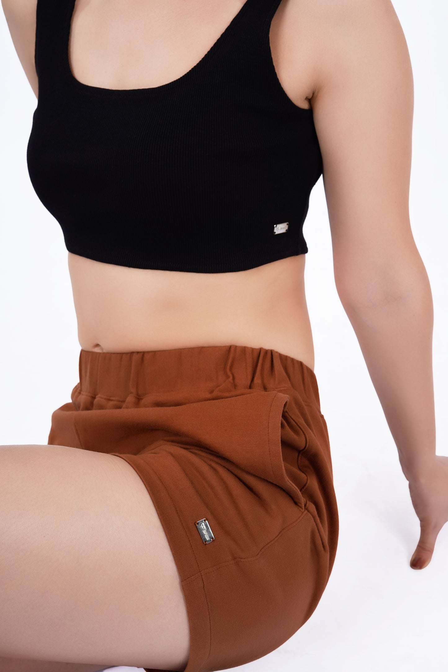 Metal Tag Shorts - Brown