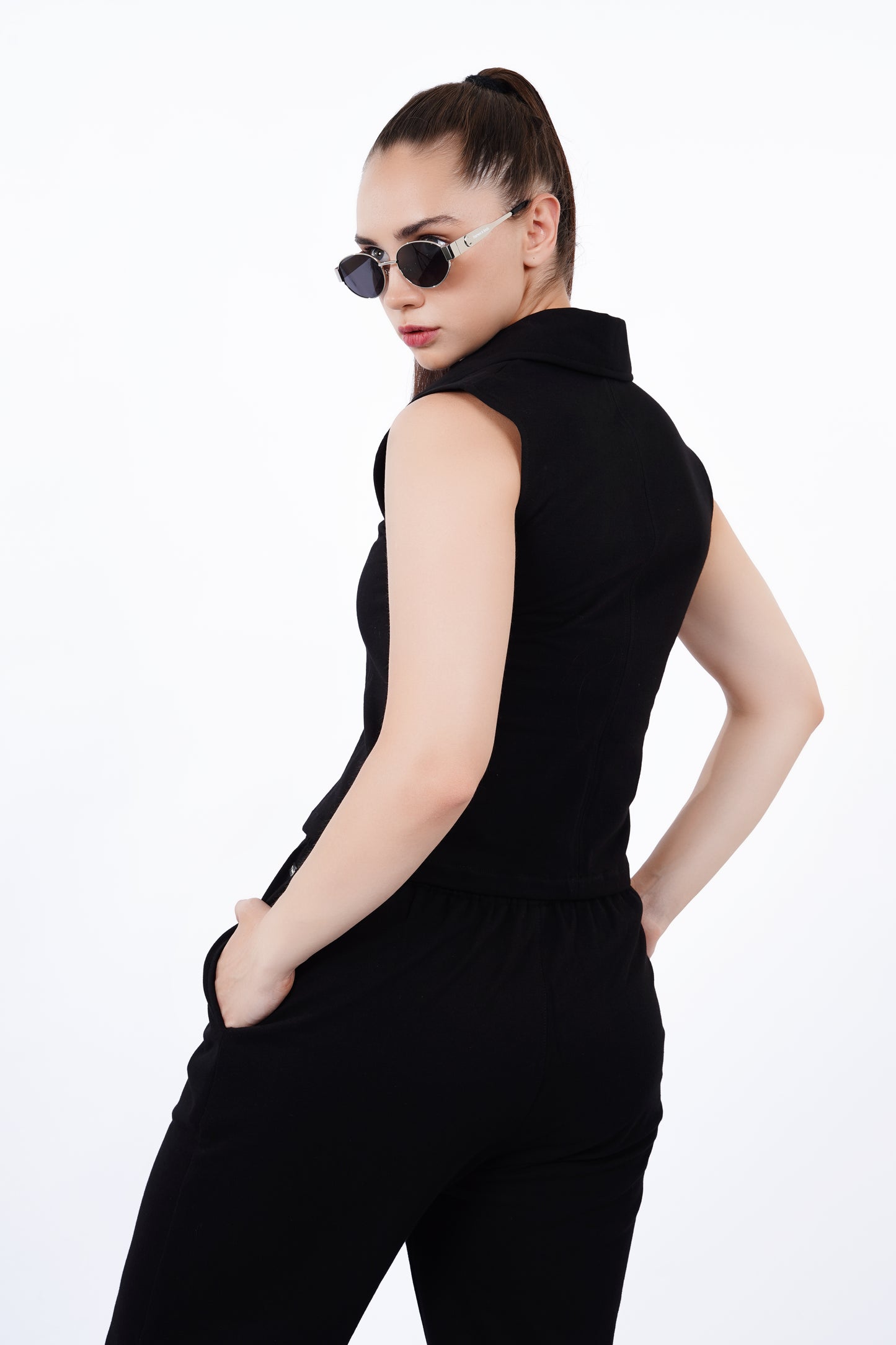 Basic Zip up Top - Black