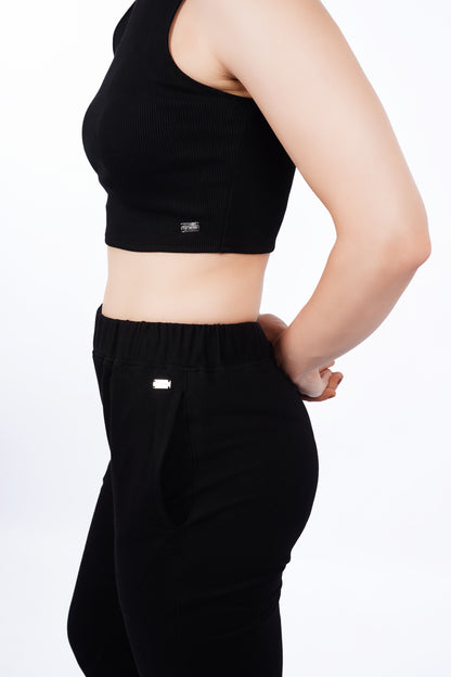 Metal Logo Pants - Black