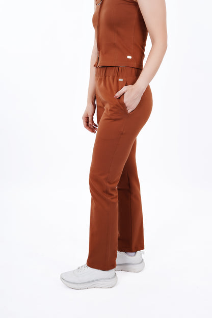 Metal Logo Pants - Brown