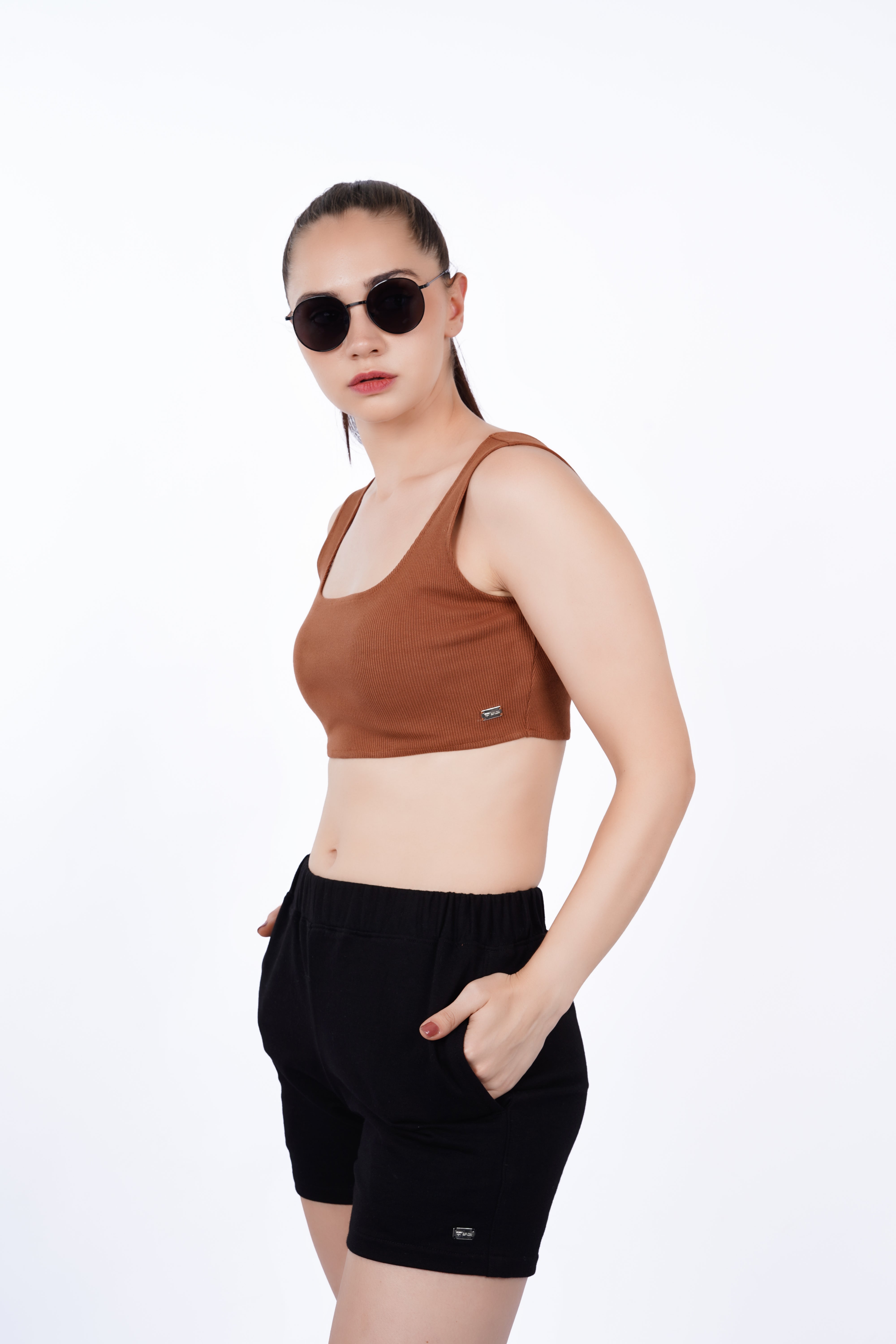 Cropped Crop Top - Brown