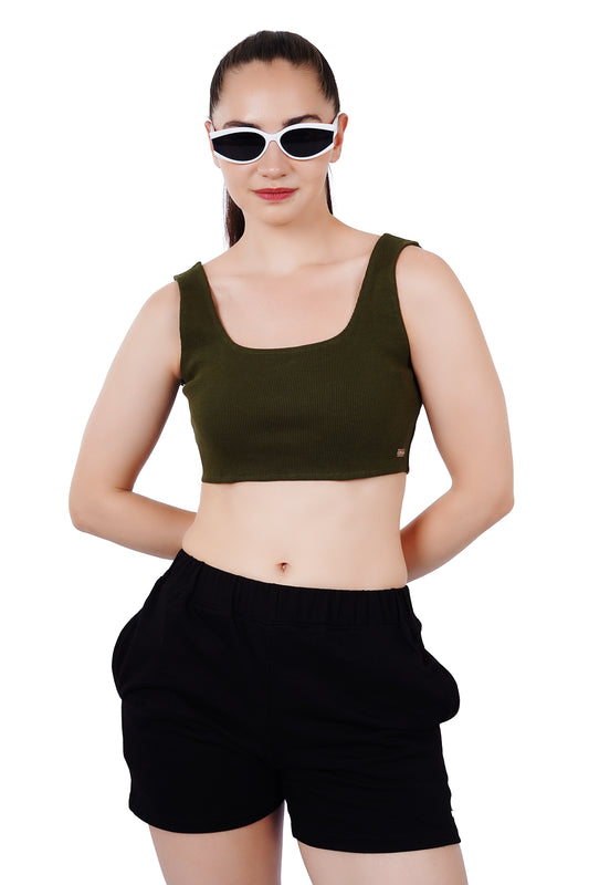 Cropped Crop Top - Green
