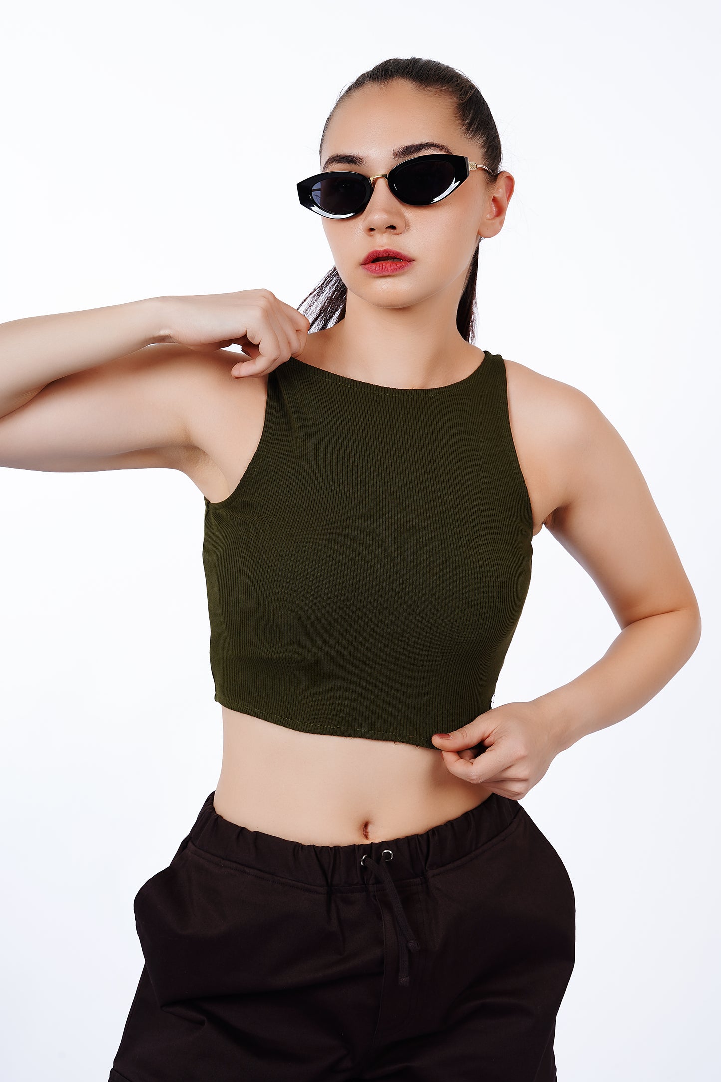 High Shoulder Top - Green