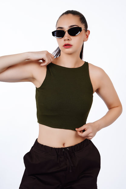 High Shoulder Top - Green