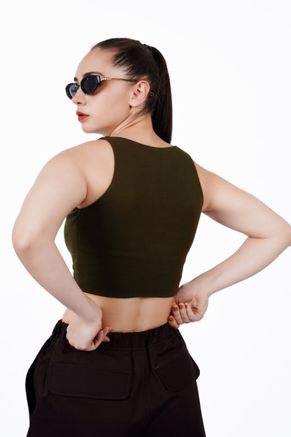High Shoulder Top - Green