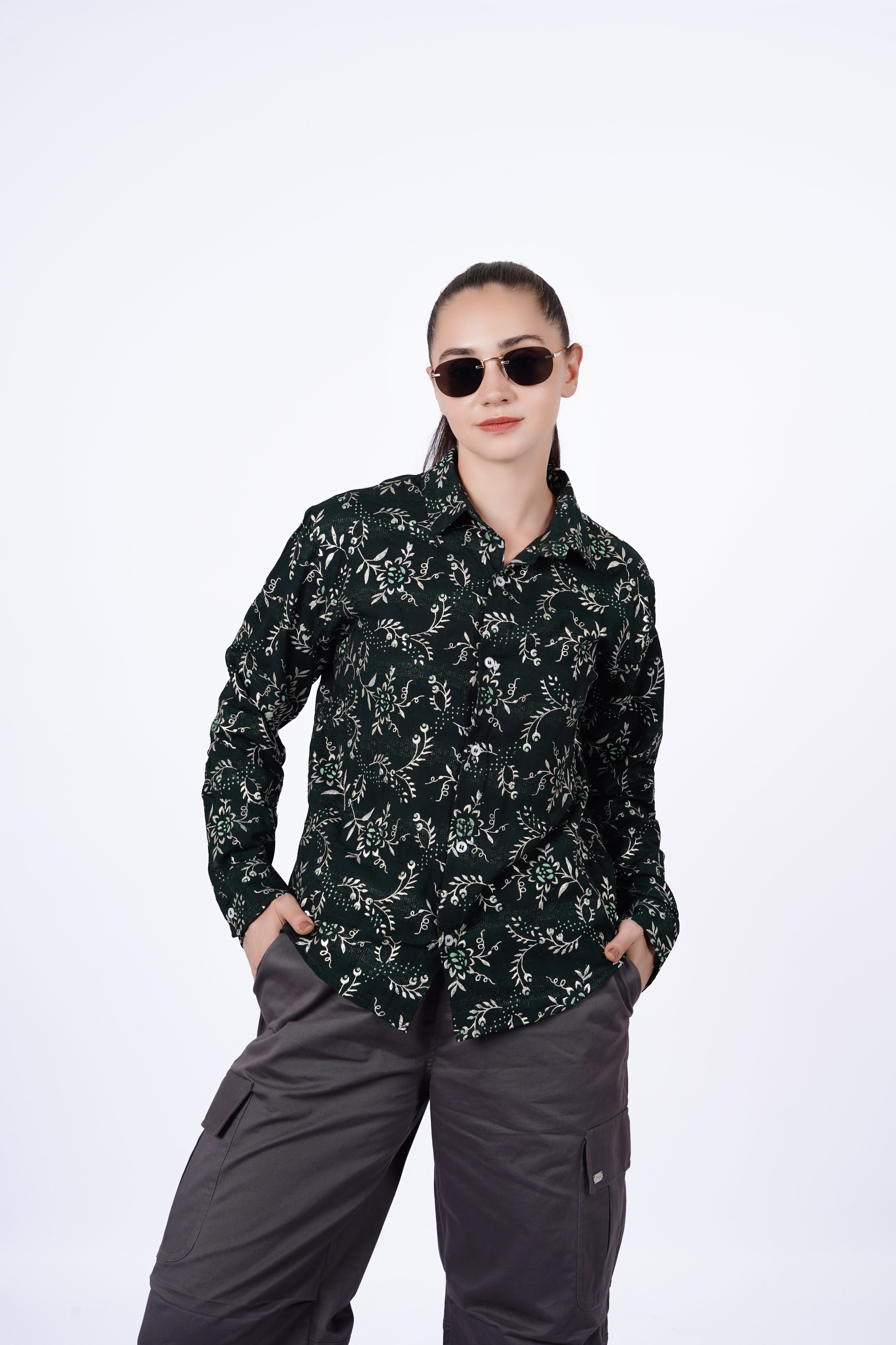Emerald Vine Print Shirt
