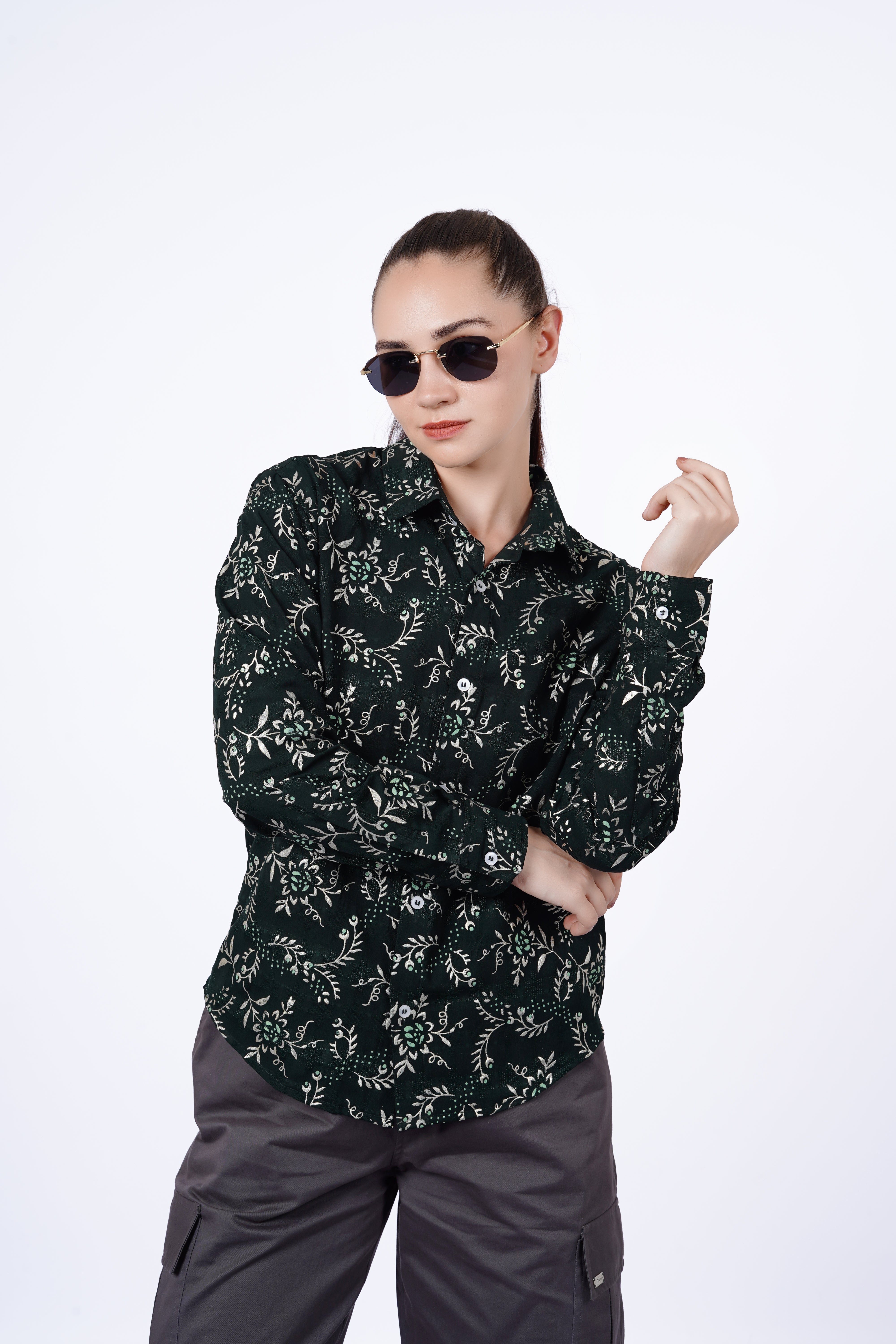 Emerald Vine Print Shirt