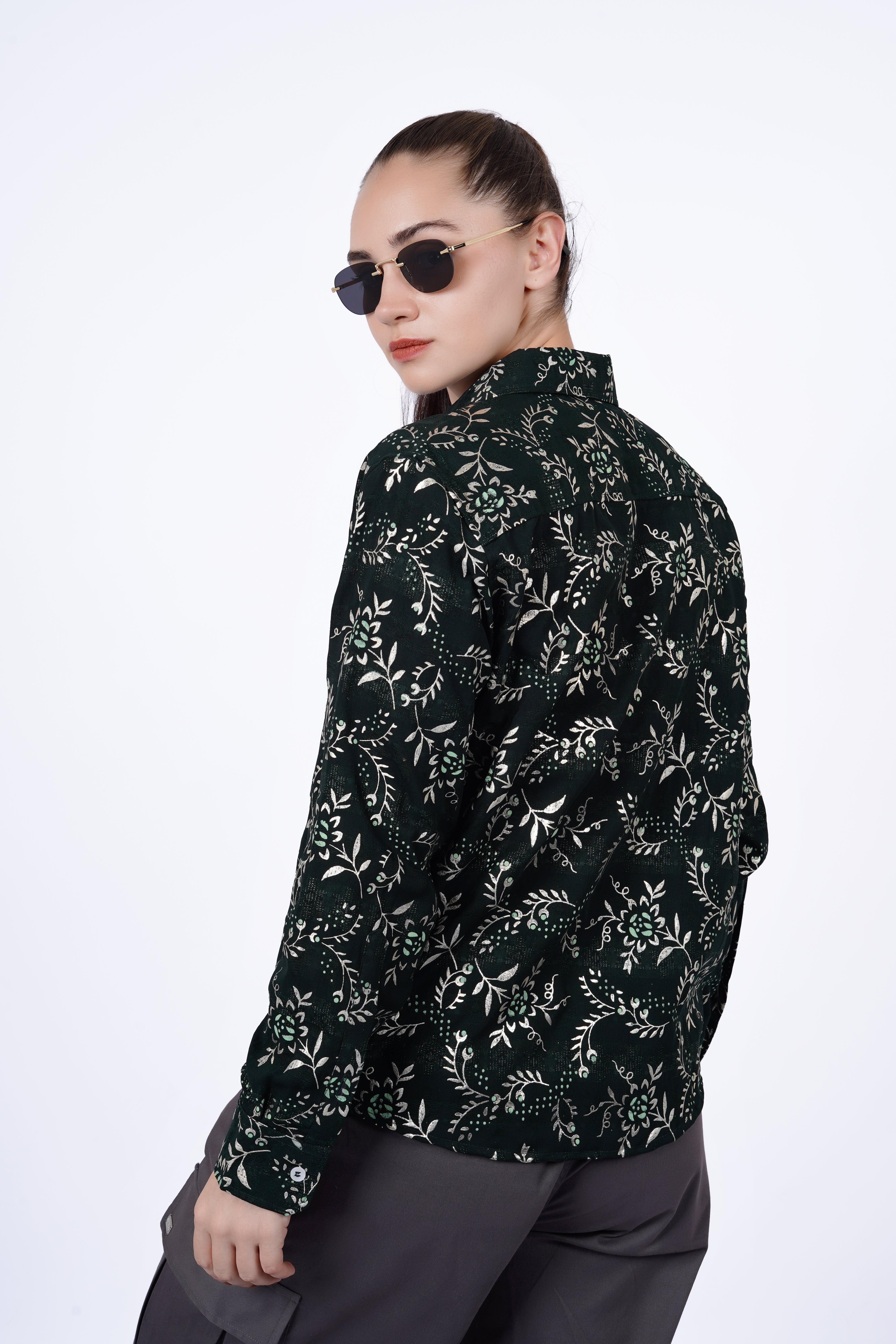Emerald Vine Print Shirt