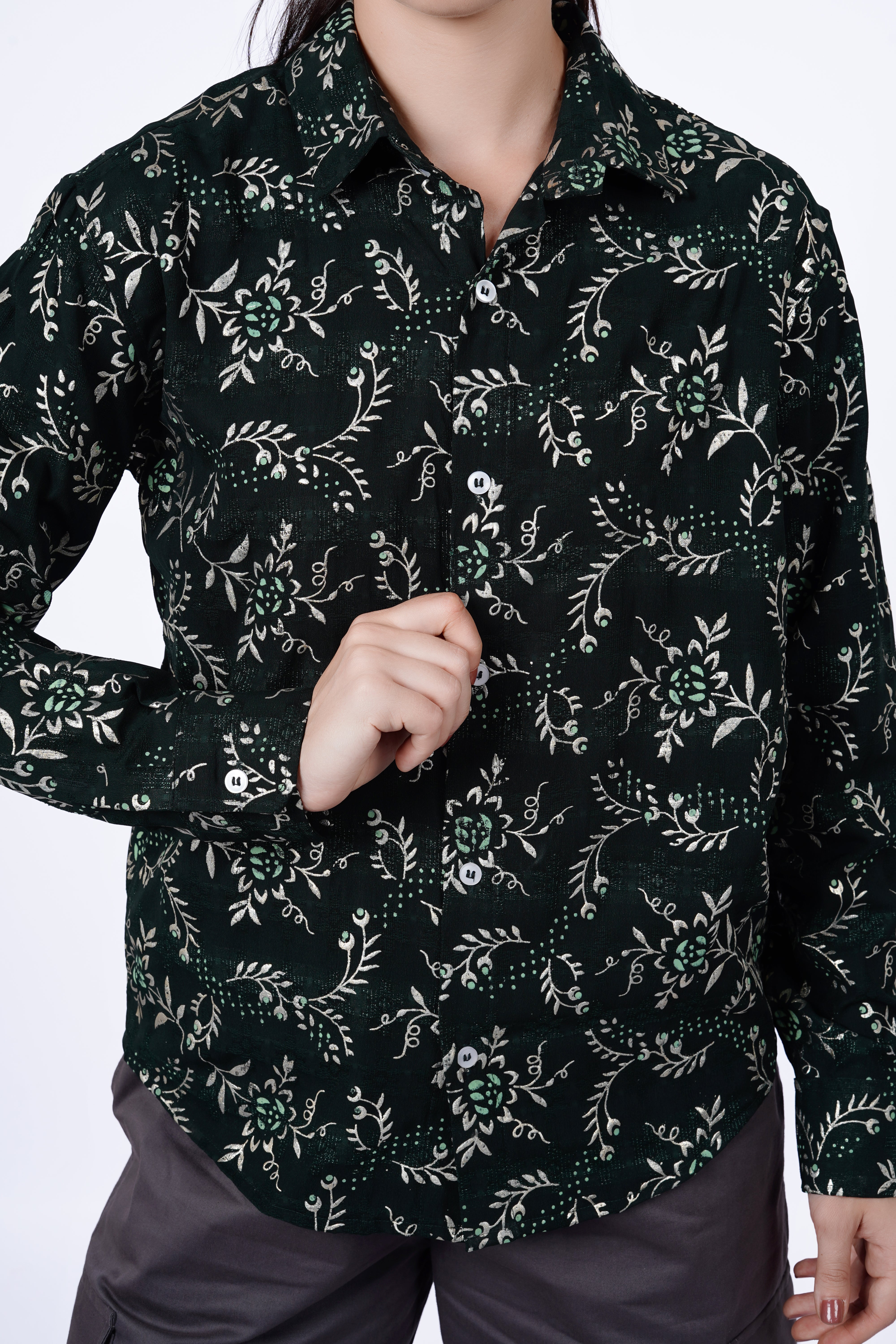 Emerald Vine Print Shirt