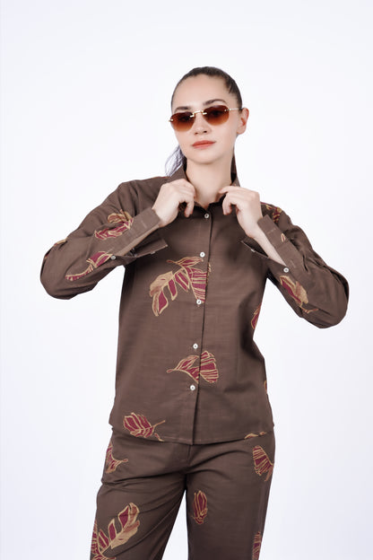 Bloom Brown Co-ord Set - Oversized