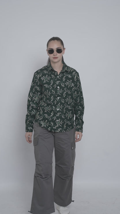 Emerald Vine Print Shirt