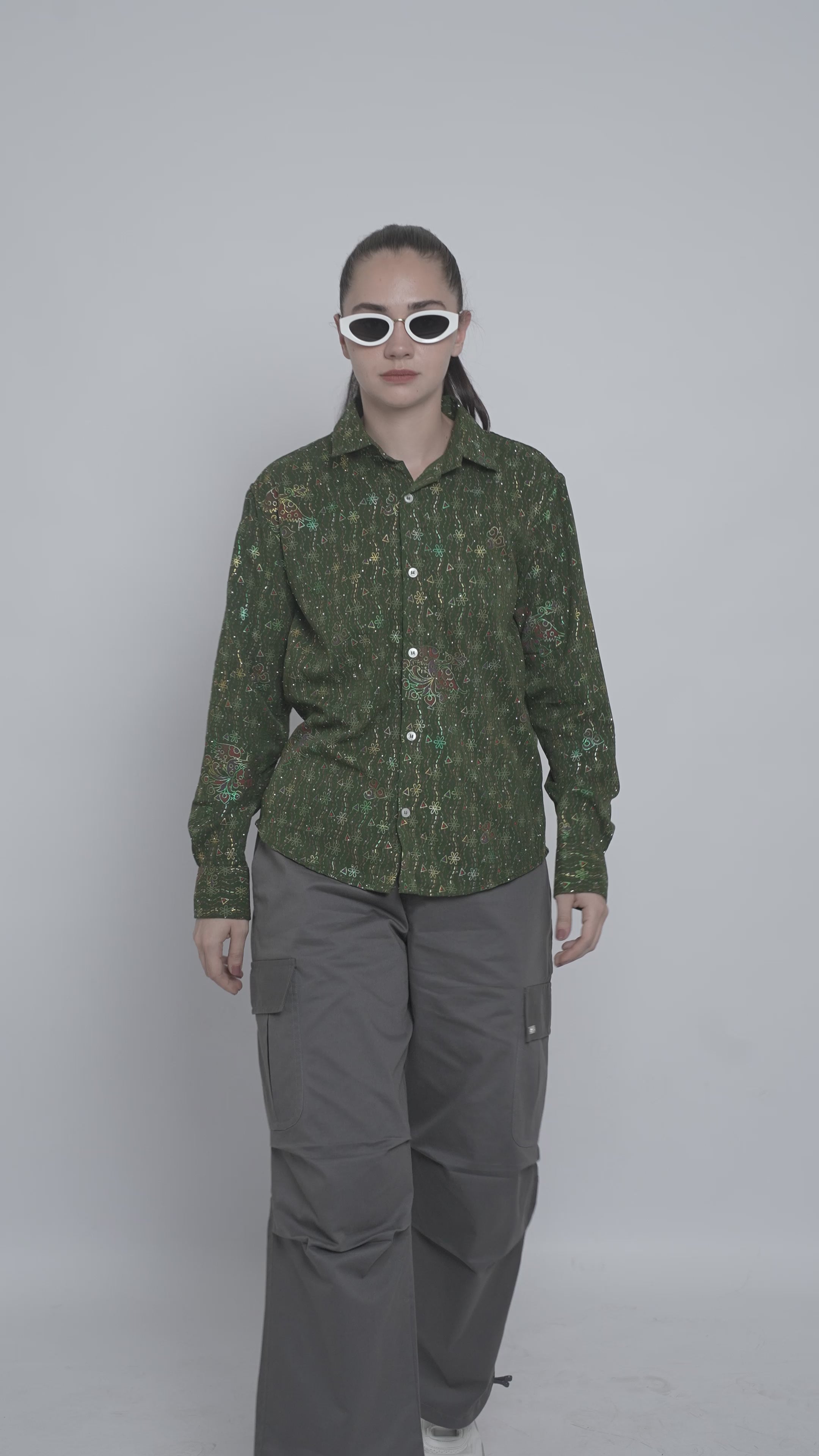 Olive Multi Print Statement Shirt