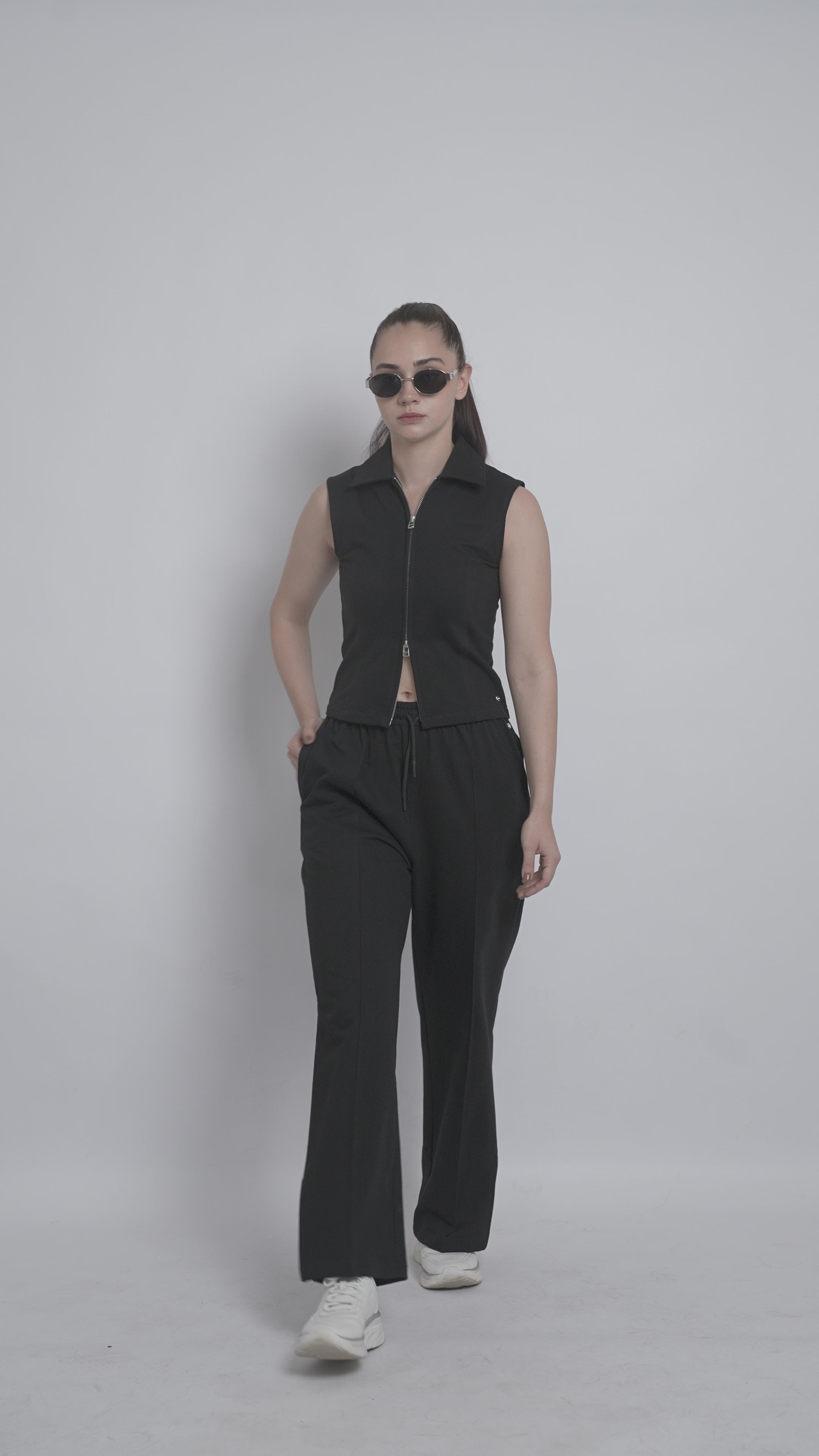 Basic Zip up Top - Black