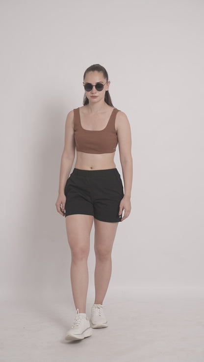 Cropped Crop Top - Brown
